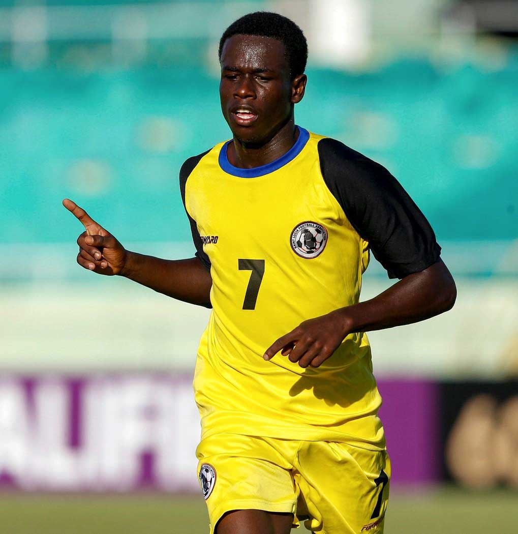 (L-R) Saint Lucia’s leading goal scorer in the qualifiers, Keygan Caull. (Photo: Concacaf) 