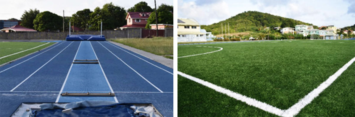 (L-R) Pole Vault and Football facility at the SLSA. (PHOTO: Anthony De Beauville)