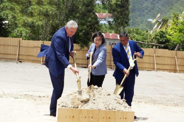 In 2019, then PM Allen Chastanet (left) alongside Taiwanese President H.E. Tsai Ing-Wen (centre) and Economic Development Minister Guy Joseph (left) held a sod turning ceremony to commence construction works on the new hospital structure…