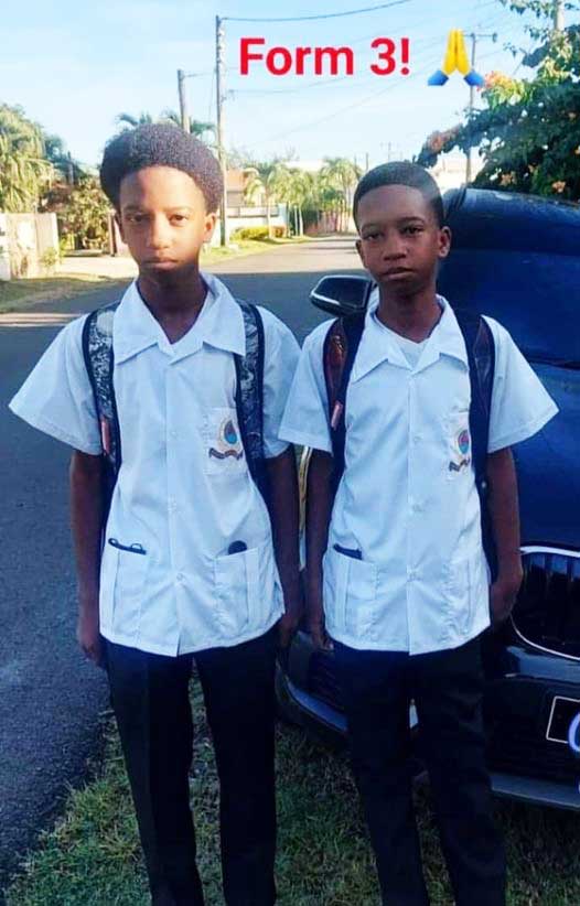 Elliot brothers on the way to school.