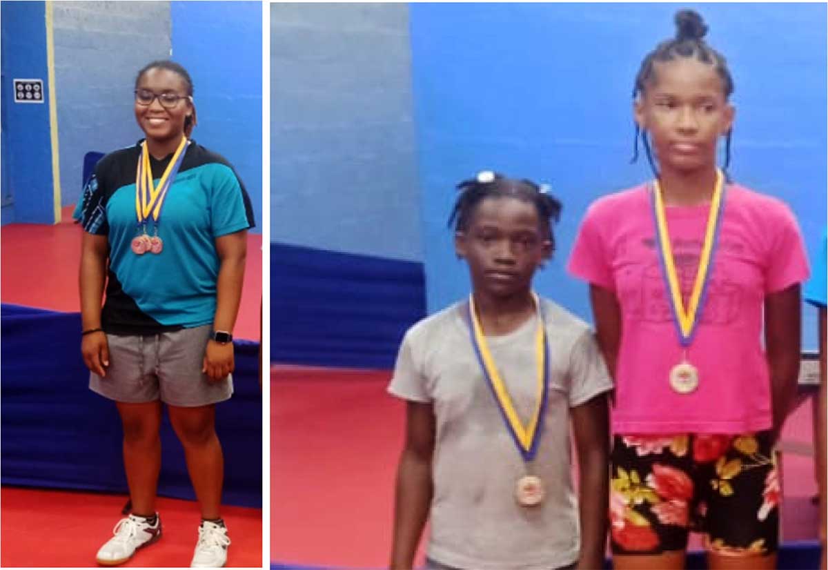 [L-R] Ladies National Champion Zarianne Anthony & Ladies Team Champions (L-R) Shatal Charles and Ernaya Clerice.