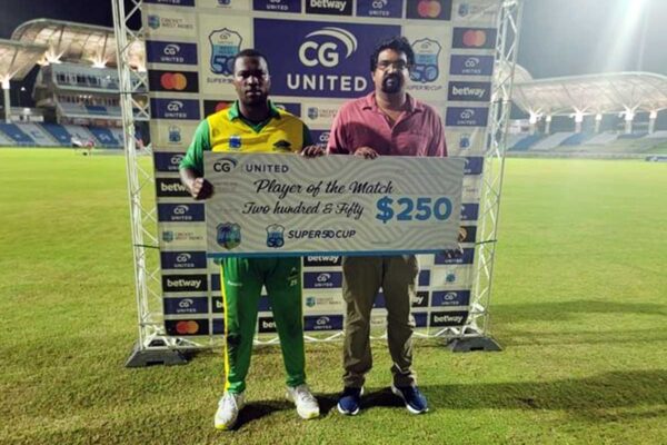 Johnson Charles was awarded the Man of the Match …