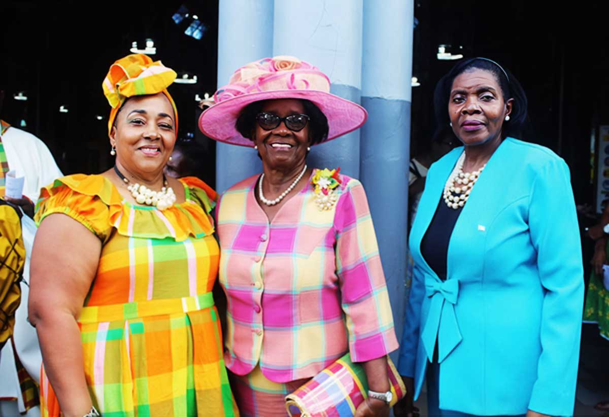 Michelle Phillips, NCF Executive Director, Dame Pearlette Louisy, Patron of the NCF, and Hon. Emma Hippolyte, following the thanksgiving service.