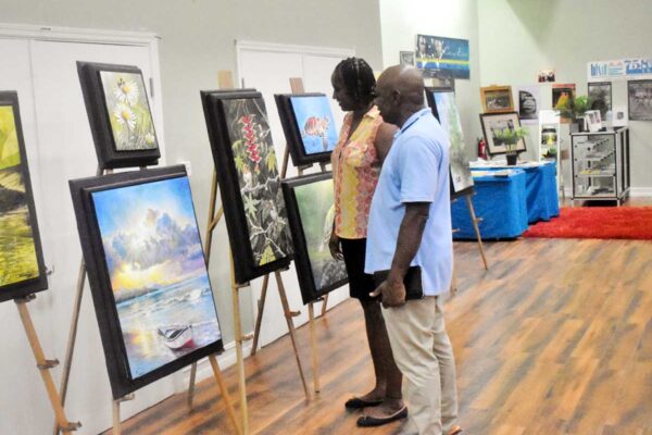Arts & Craft works on display at the Vladimir Lucian Theatre , Gros Islet