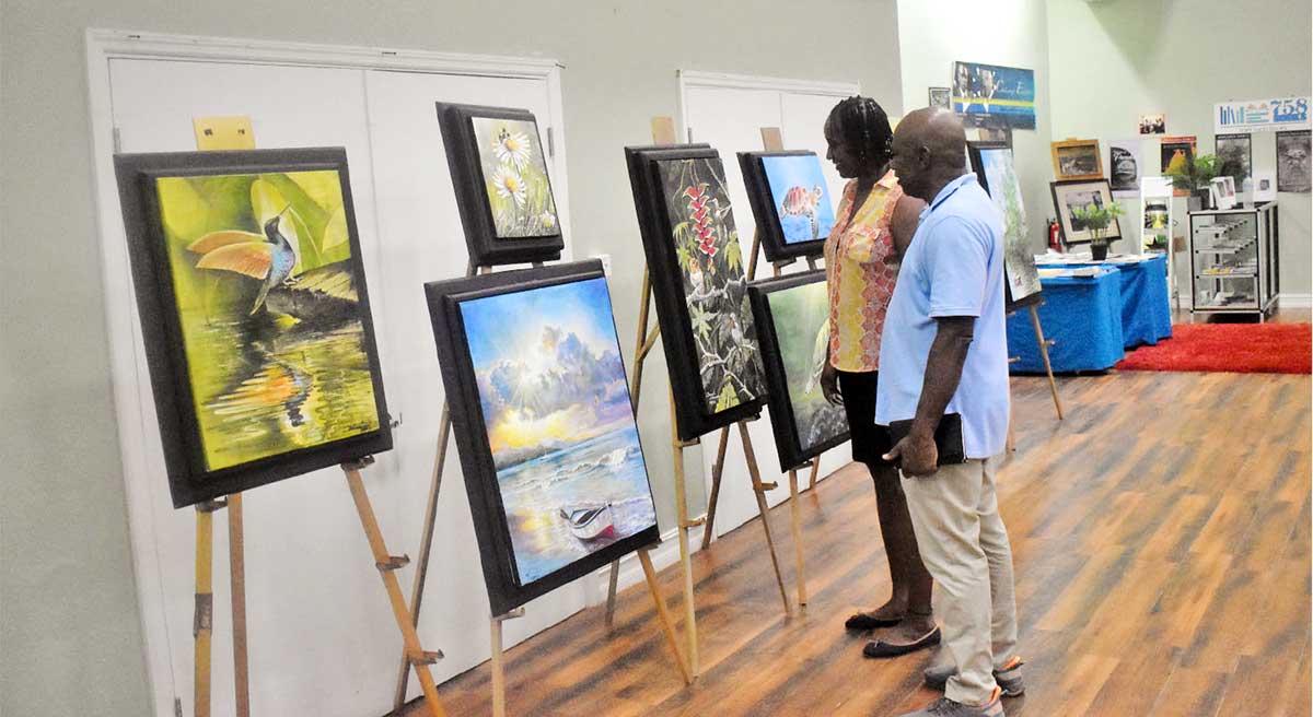 Arts & Craft works on display at the Vladimir Lucian Theatre , Gros Islet 