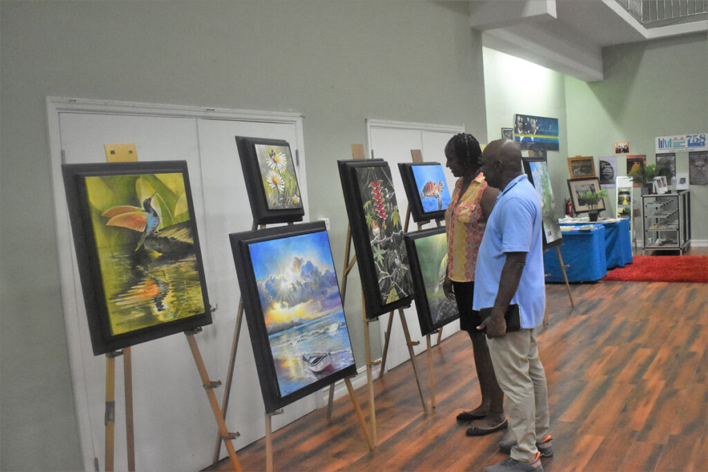Exhibits from the Gros Islet Arts & Craft display at the Human Resource Centre
