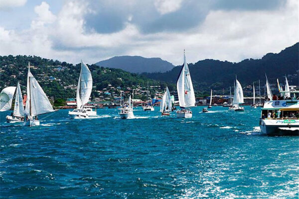 Yachts sail off from Las Palmas en route to Saint Lucia