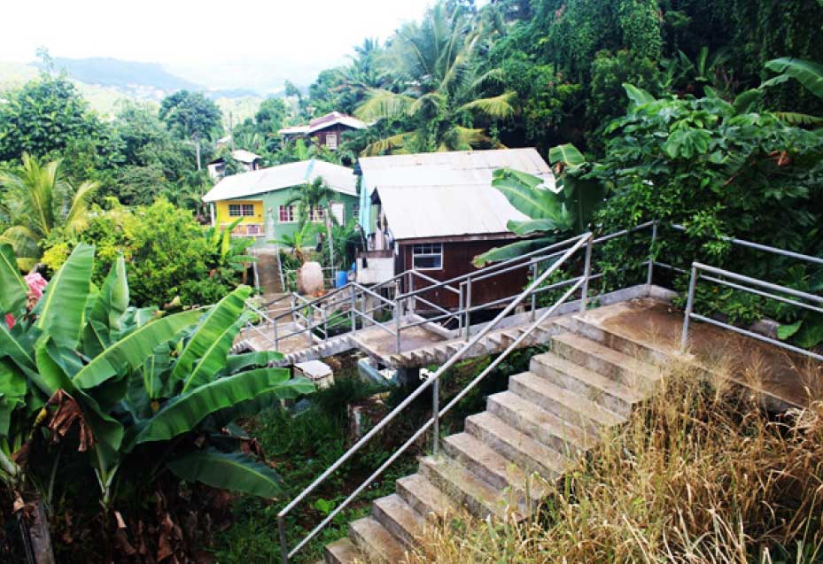 A view of a section of “Typee Town” in Cacao, Babonneau