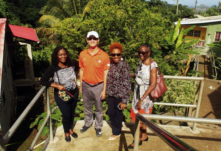 (from left to right) - Hon. Dr. Virginia Albert-Poyotte, Minister for the Public Service, Home Affairs, Labour and Gender Relations, and Parliamentary Representative for Babonneau; H.E. Peter Chia-Yen Chen, Taiwan’s Ambassador to Saint Lucia; Hon. Alvina Reynolds, President of the Senate; and Mrs. Marilyn Bain, Chairperson of the Babonneau Constituency Council, during the tour to “Typee Town” in Babonneau on Wednesday, December 6, 2023