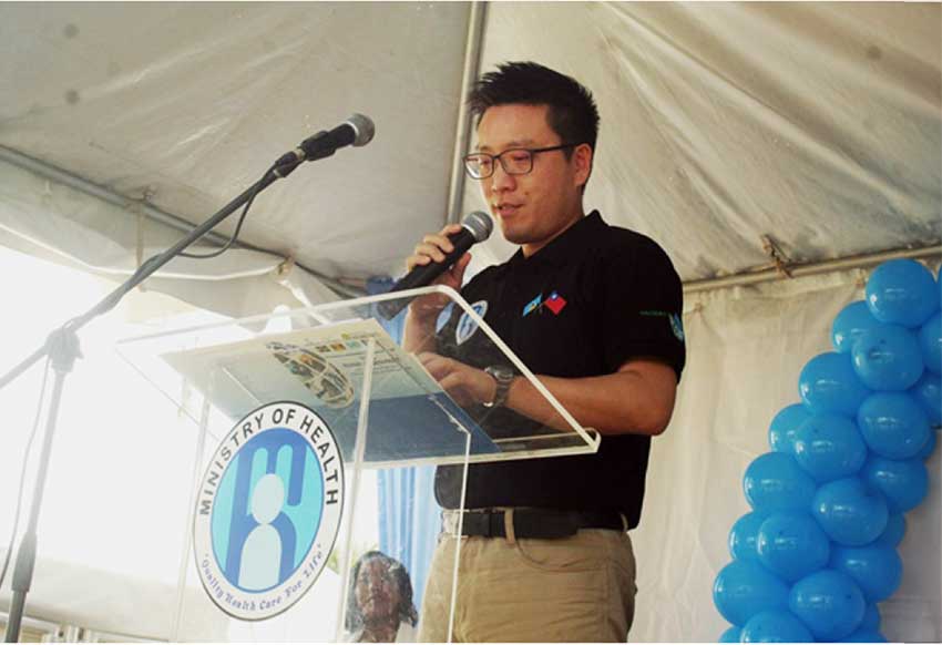 Mr. Edison Hsu, First Secretary at the Embassy of the Republic of China (Taiwan), delivering remarks at the ‘All Things Diabetes’ Health Fair in Constitution Park, Castries, on Tuesday, November 28, 2023.