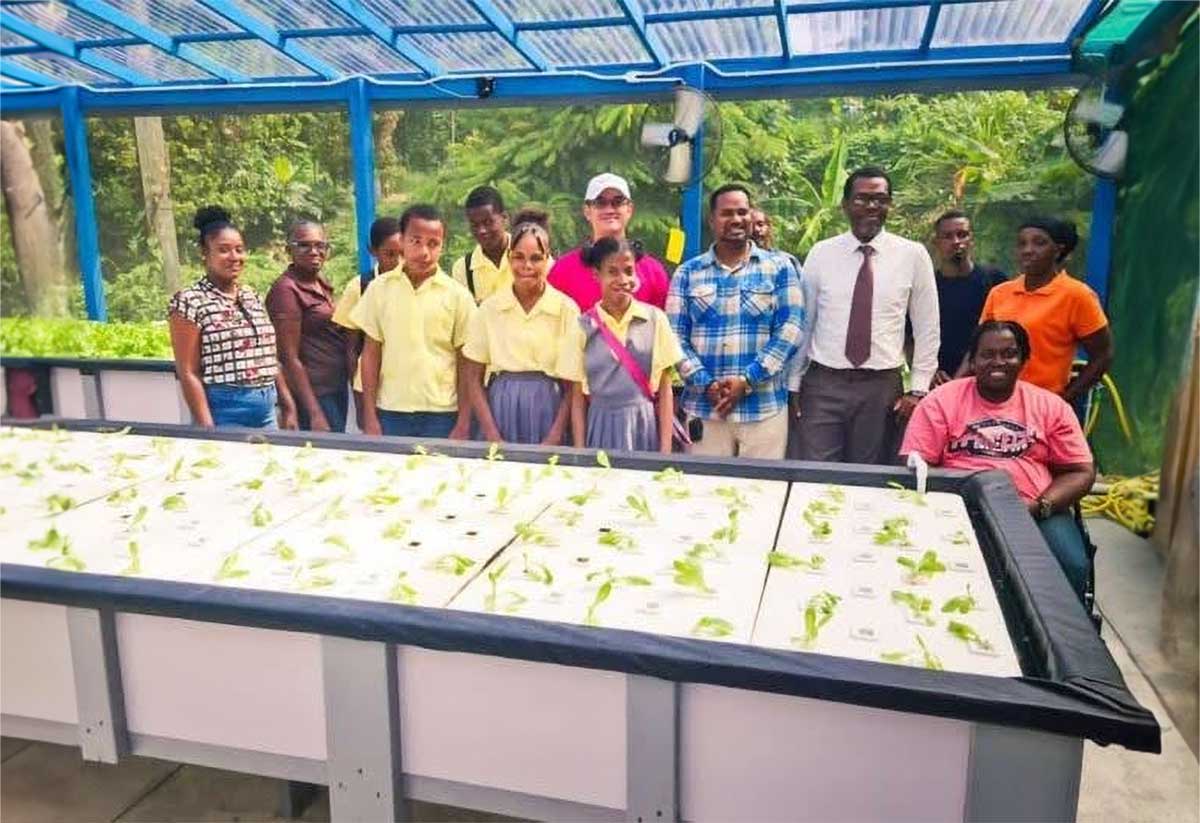 H.E. Peter Chia-Yen Chen, Taiwan’s Ambassador to Saint Lucia, join Mr. Merphilus James, President of the National Council of and for Persons with Disabilities (NCPD), teachers, students and others the at the aquaponics facility based in Vieux Fort on Wednesday, December 20, 2023.