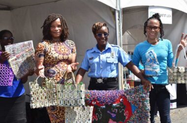 L-R: Maria Angelien (inmate), Michaeline Stephen, Programmes Officer at BCF and Anthiea James (inmate)