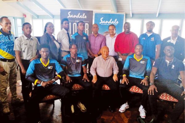 Sandals Resort staff, local sports officials and players at the media launch.