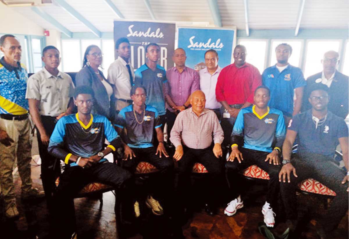 Sandals Resort staff, local sports officials and players at the media launch.