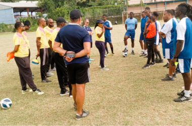 FIFA officials and local match officials participate in a practical workout