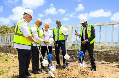 Government ministers and A’ila Resort representatives at the sod turning ceremony.