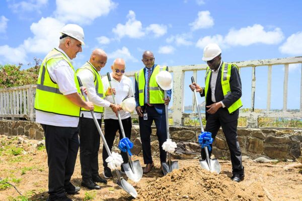 Government ministers and A’ila Resort representatives at the sod turning ceremony.