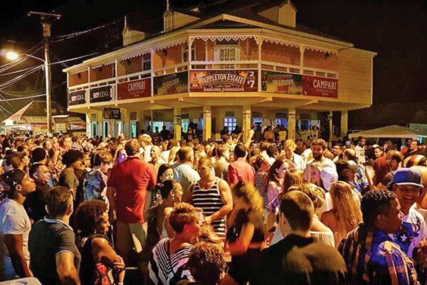 Patrons enjoy the Gros Islet-Friday Night Street Party.