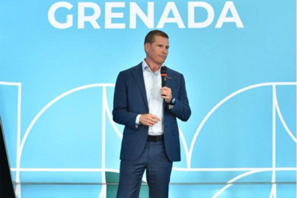 SRI Executive Chairman Adam Stewart addressing the Grenada conference (PHOTO Courtesy SRI)