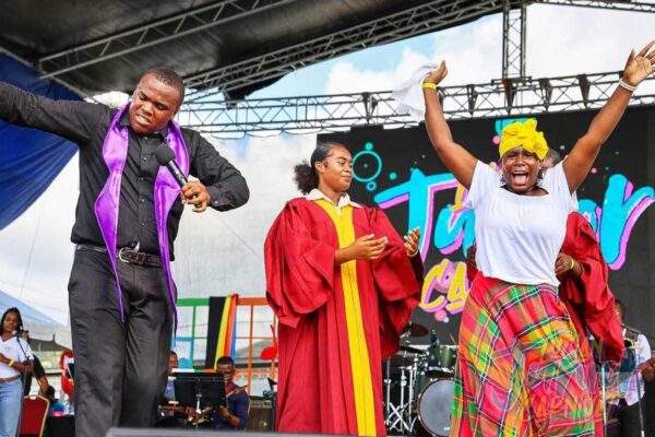 Students performing onstage at the recently held Junior Calypso event