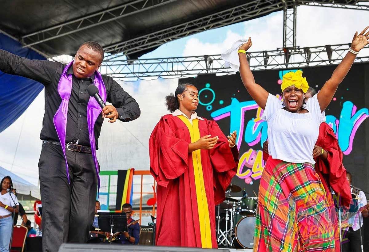 Students performing onstage at the recently held Junior Calypso event