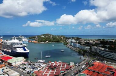 An aerial shot of Port Castries, now managed by Saint Lucia Cruise Port, which recently settled USD 17 million in debt on behalf of the Saint Lucia Air & Sea Ports Authority (SLASPA).