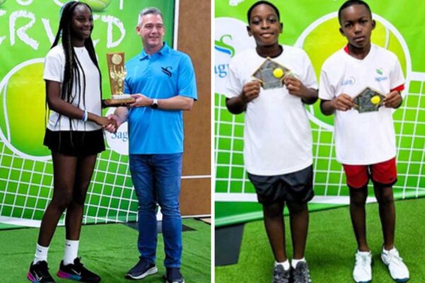 [L-R ] Kahenya Mukora – Girls U-12 Singles Champion & Team Saint Lucia Boys U-12 Doubles Champions