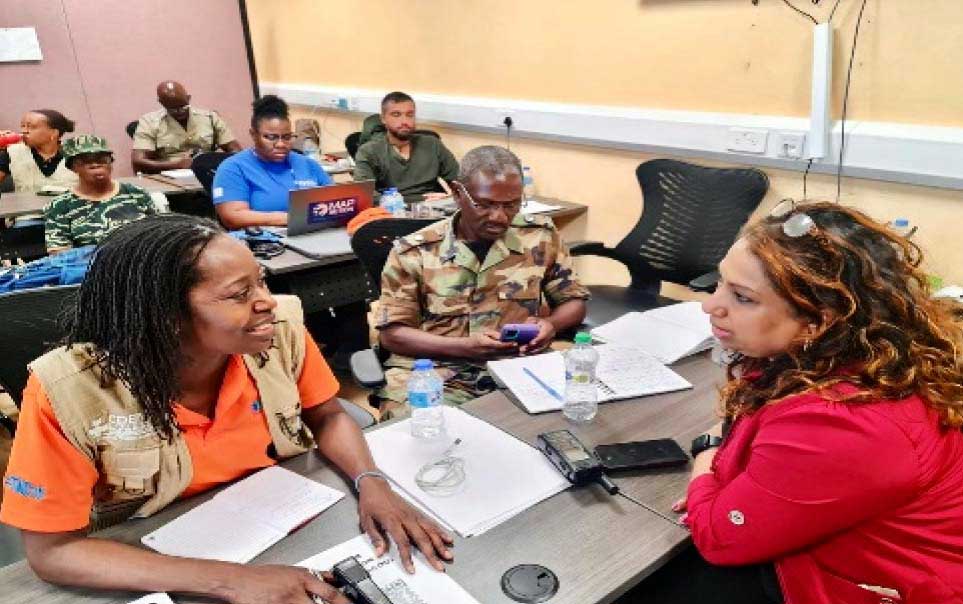 Left to right: Ms. Elizabeth Riley, Executive Director, CDEMA; and Dr Lisa Indar Ad Interim Executive Director, CARPHA at the Carriacou Emergency Operating Center