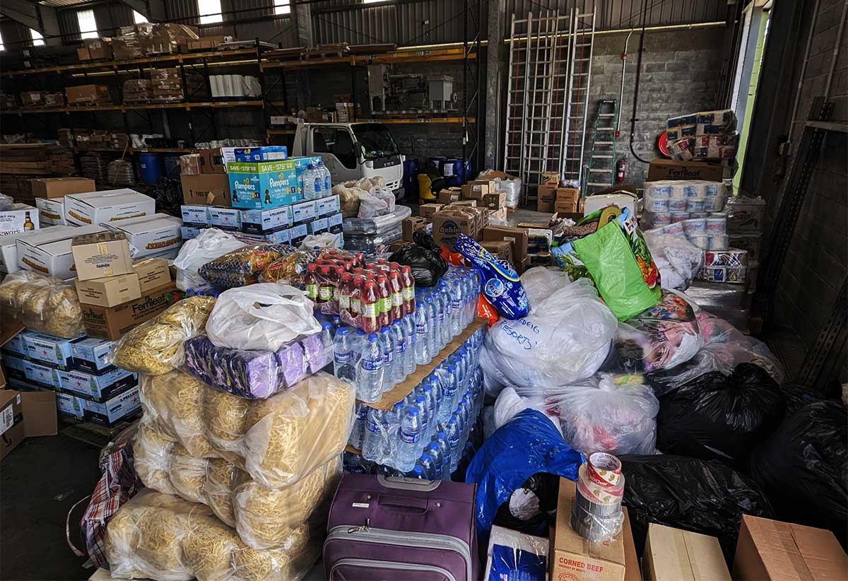 Supplies ready to be shipped to St. Vincent and Grenada