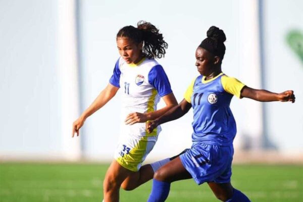 Action in the match Saint Lucia vs. Aruba