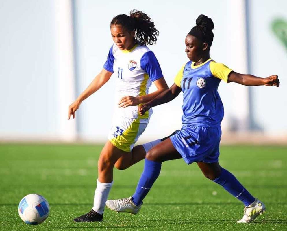 Action in the match Saint Lucia vs. Aruba