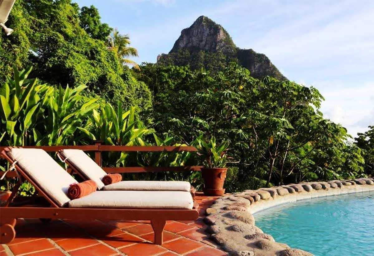 Stonefield Villa Resort, known for its dramatic location at the base of the Pitons, is a stunning boutique property that offers spacious private villa accommodations