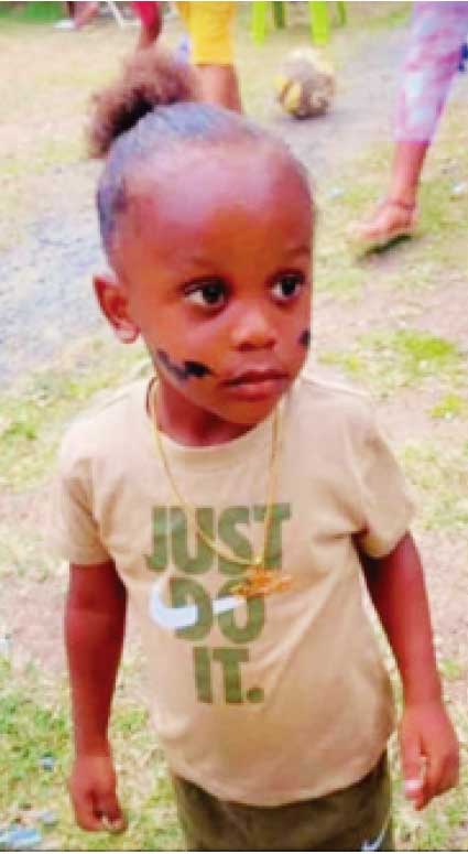 Three-year-old Zayan Peter who perished in the blaze