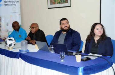 From left to Right: Evastus Augustin and Victor Reid (SLFA Officials) Cristhian Tonelli and Leonna Lopex (CONCACAF Facilitators)