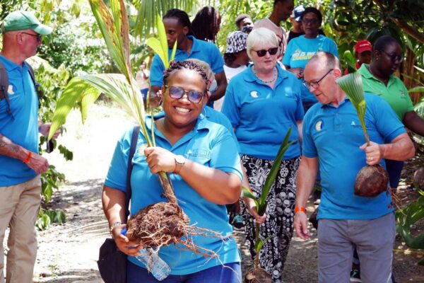 Participants involved in the tree-planting exercise