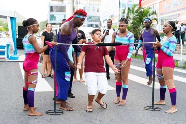 Sparke Legends entertaining the crowd at the Republic Bank’s CPL Street Party