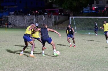 Team Saint Lucia players in a training session