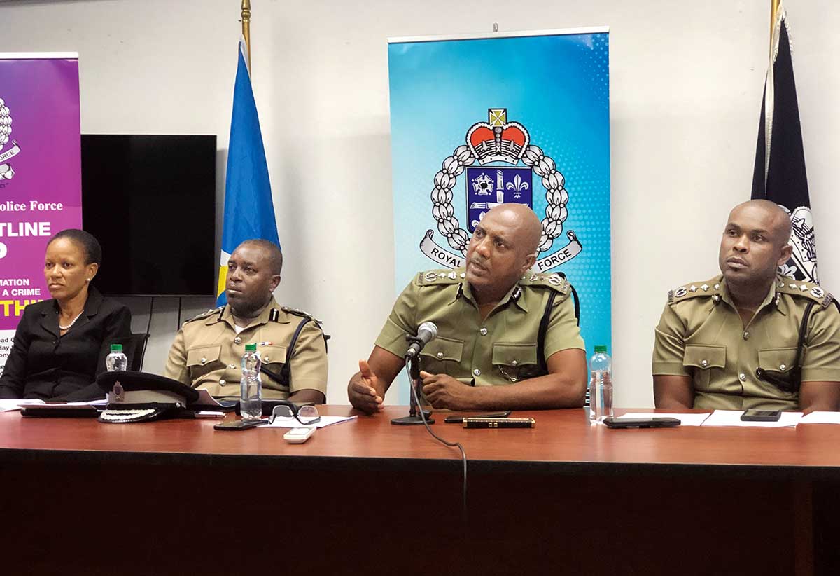 Acting Commissioner Garde (3rd from left) with members of the police hierarchy at a recent press conference