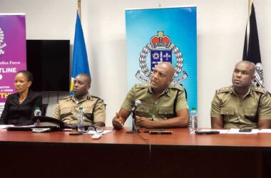 Acting Commissioner Garde (3rd from left) with members of the police hierarchy at a recent press conference