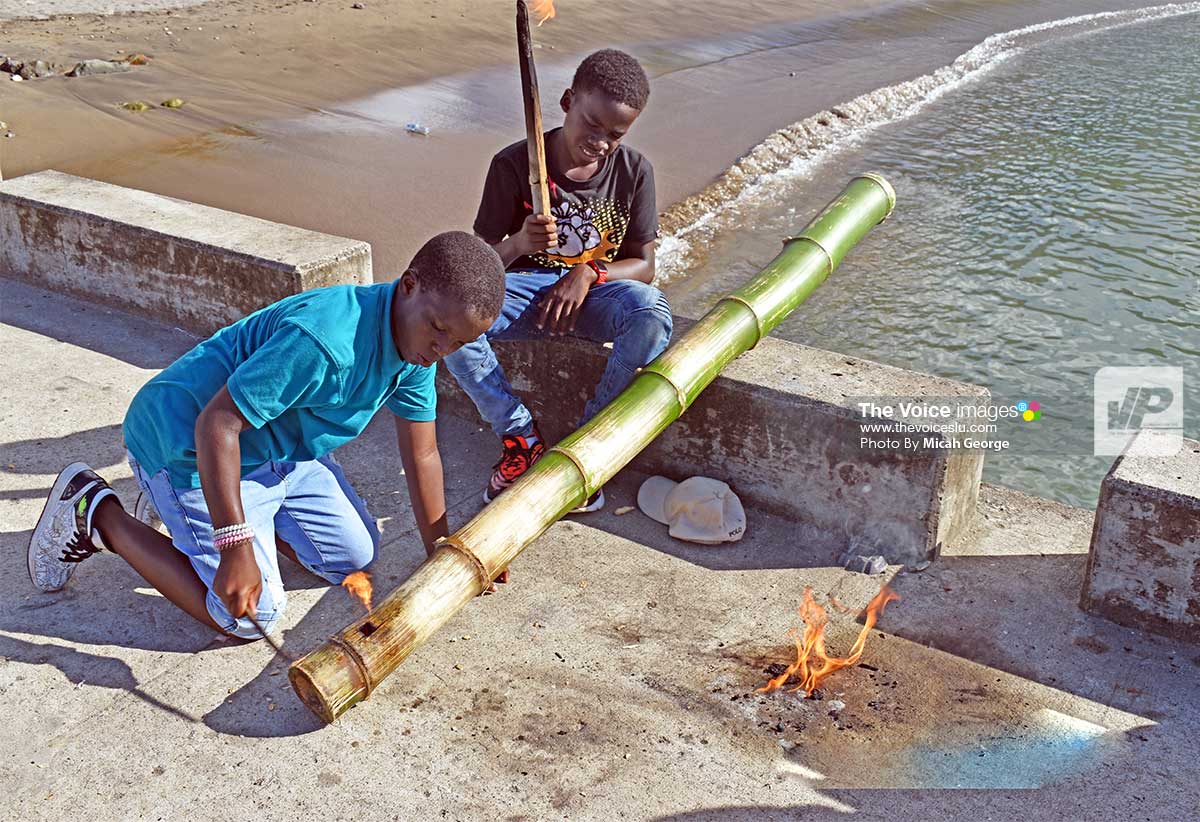 Bursting bamboo is a Saint Lucian tradition that marks the beginning of the Creole season. In the 1960s, 1970s and 1980s the practice was widespread with competition taking place among the bamboo busters as to who could get the loudest sound from the bamboo.