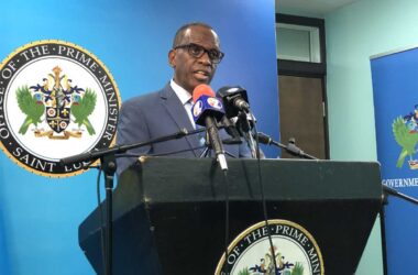 Prime Minister Philip J Pierre at a pre-Cabinet press briefing on Monday