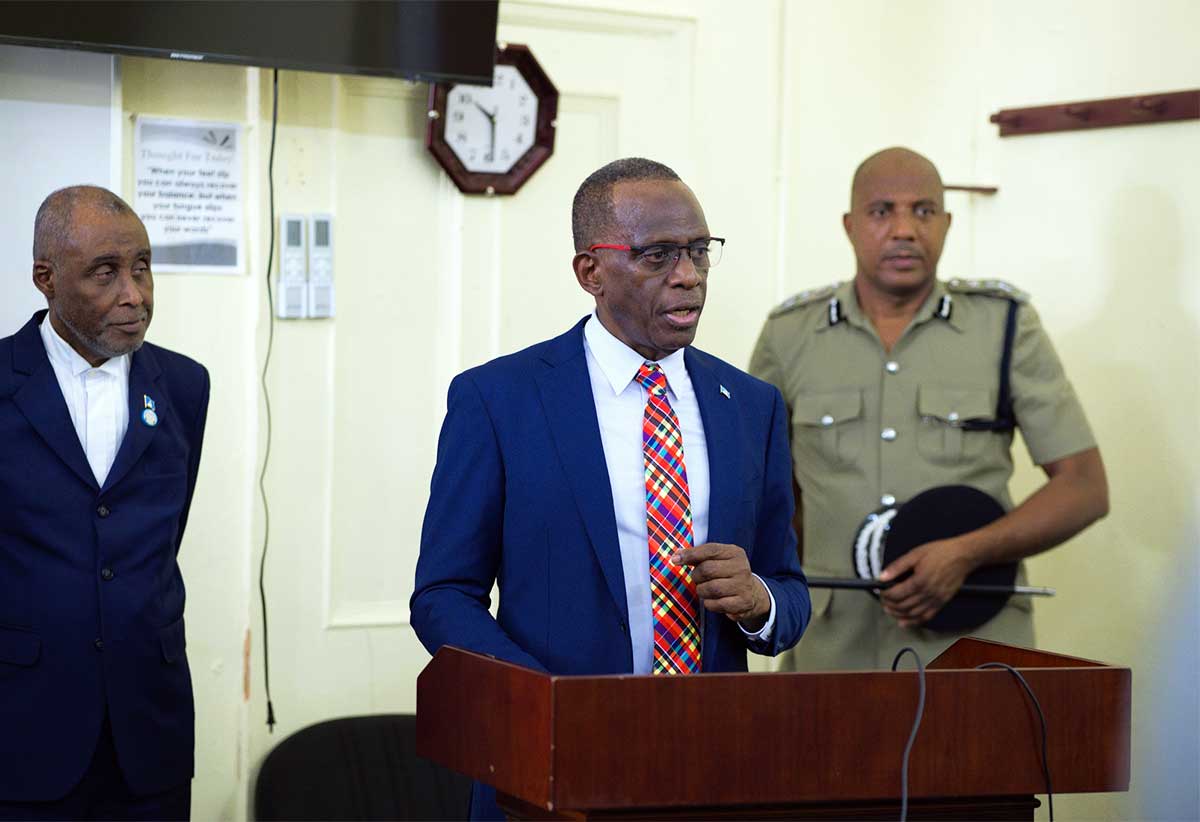 Prime Minister and Minister for National Security Philip J. Pierre, along with Cabinet members and Police Commissioner Verne Garde, paid a visit to the Police Training School