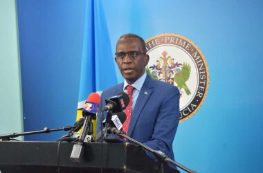 Prime Minister Pierre at a pre-Cabinet press briefing yesterday