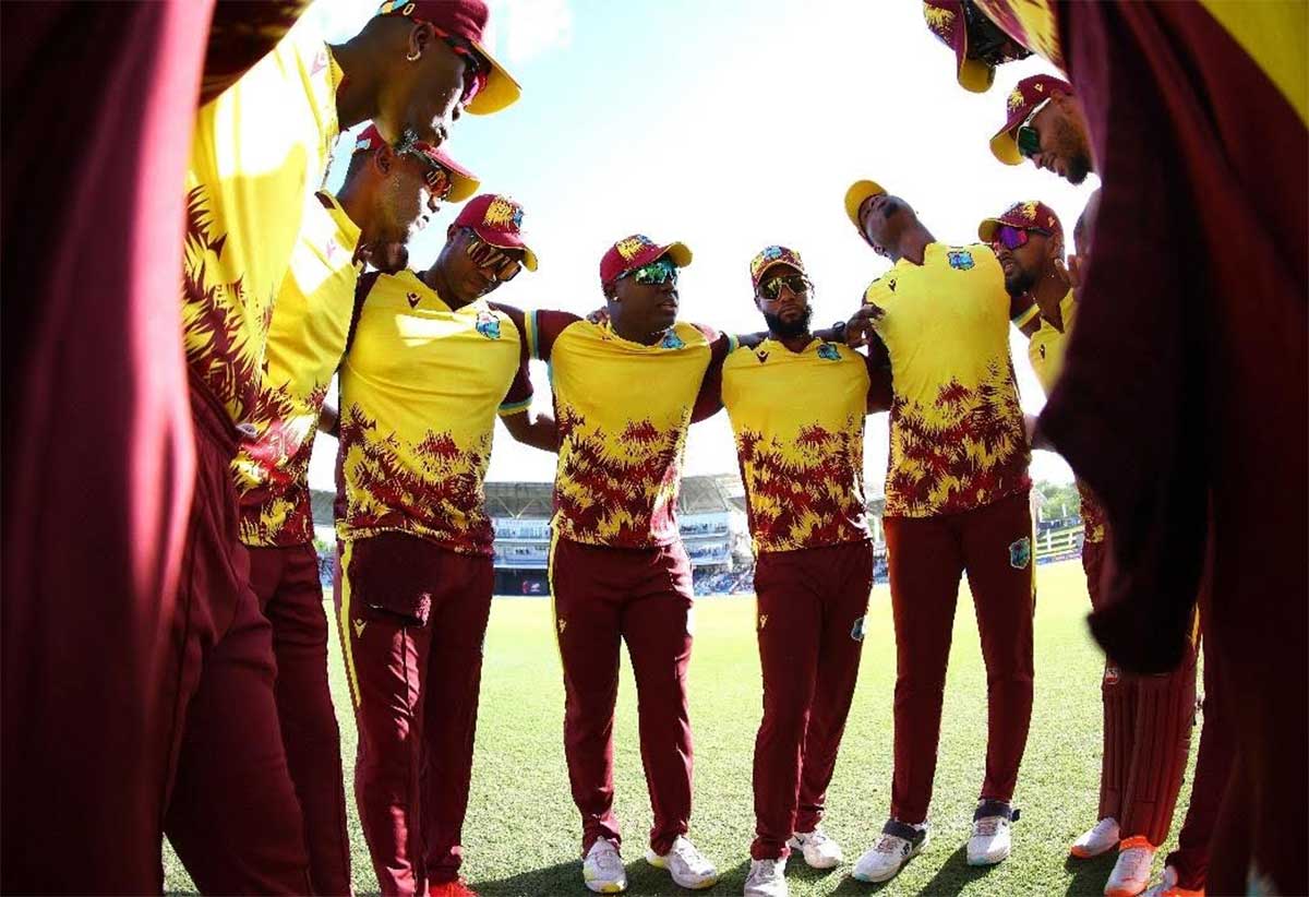 WI Senior Men's T20 team huddle