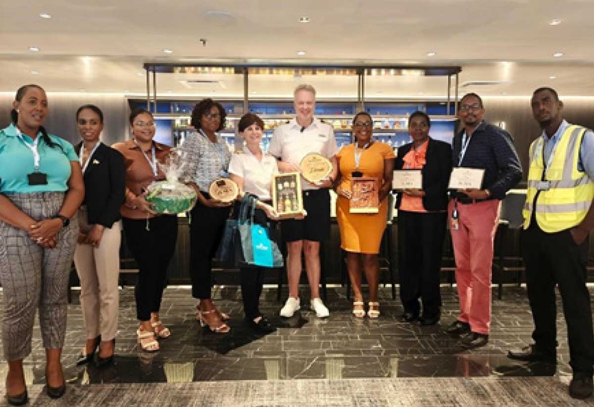 Saint Lucia Cruise Port and port partners welcomed Captain Magnus Bengtsson and crew of Ilma during the plaque exchange ceremony onboard