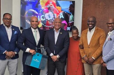 Tourism Minister Dr Ernest Hilaire (third from left) with other members of delegation and New Orleans personnel