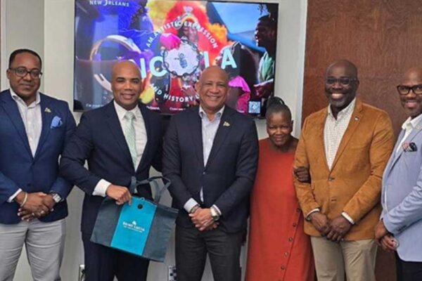 Tourism Minister Dr Ernest Hilaire (third from left) with other members of delegation and New Orleans personnel