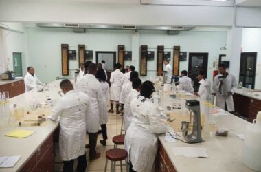 Participants engaged in training in the lab.