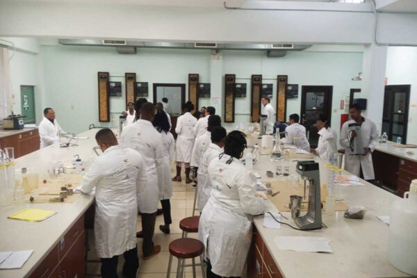 Participants engaged in training in the lab.