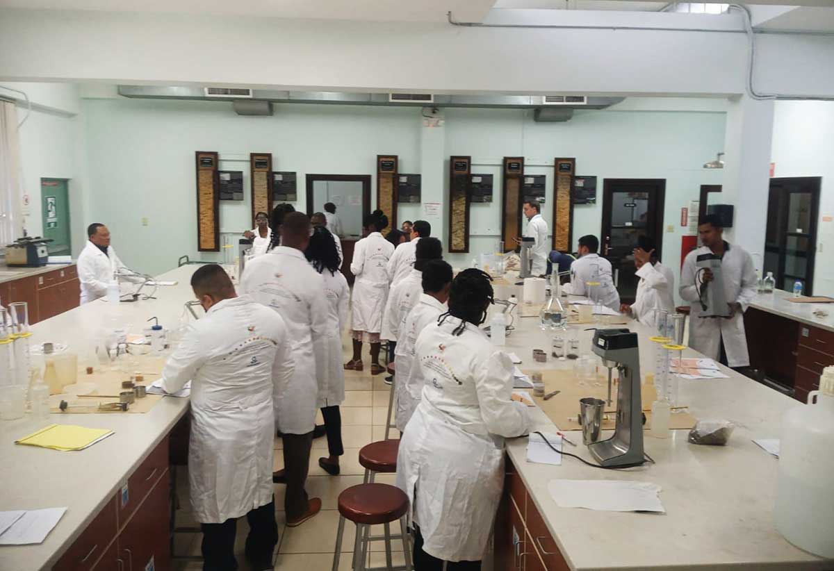 Participants engaged in training in the lab.